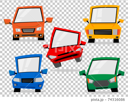 カラフルなクルマ5車種のイラスト素材