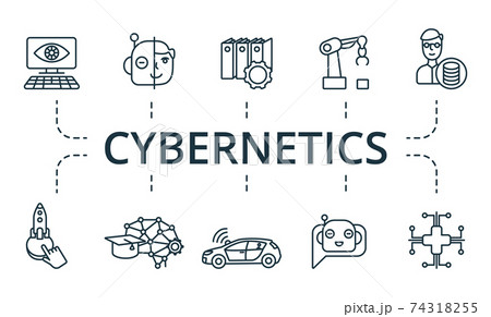 Cybernetics icon set. Collection contain...-插圖素材[74318255