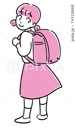 A girl in a school bag - Stock Illustration [65318096] - PIXTA