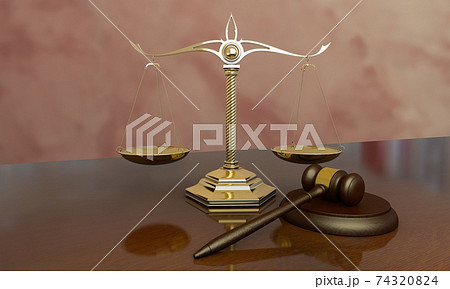 Judge gavel and scales 3D 74320824