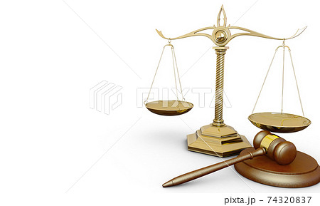 Judge gavel and scales 3D 74320837
