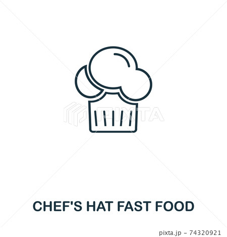 Simple outline Chef Hat icon. Pixel perfect linear element. Chef Hat icon outline style for using in mobile app, web UI, print. 74320921