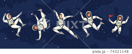 Cartoon astronaut set 74321148