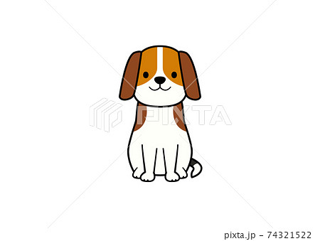 正面を向いて座る犬のイラスト カラー1 のイラスト素材