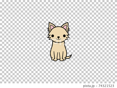 正面を向いて座るチワワのイラスト カラー1 のイラスト素材