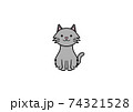 正面を向いて座る長毛種猫のイラスト（カラー1） 74321528