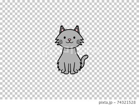正面を向いて座る長毛種猫のイラスト カラー1 のイラスト素材