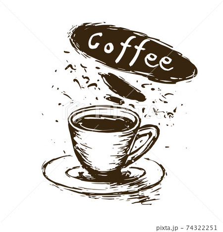 Vector logo with a drawn coffee cup on a white background 74322251