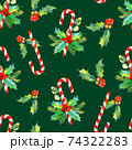 Christmas seamless watercolor pattern. Tasty set of Christmas sweets.  74322283