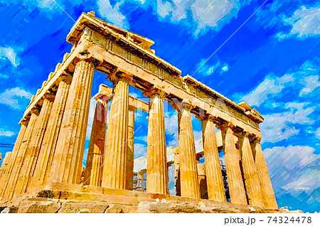 ギリシャ パルテノン神殿の風景のイラスト素材