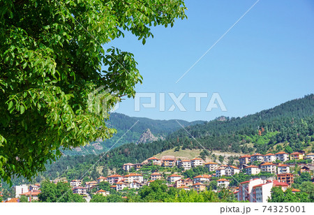 Panoramic view of town Devin, Bulgaria 74325001