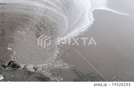Dirty water surface with pollution foam Dirty water surface with pollution foam 74326203