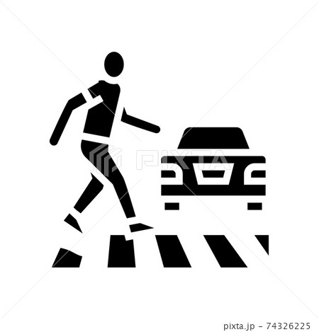 human crossing road on crosswalk glyph icon vector illustration 74326225