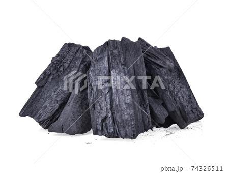 wood charcoal isolated on white background 74326511