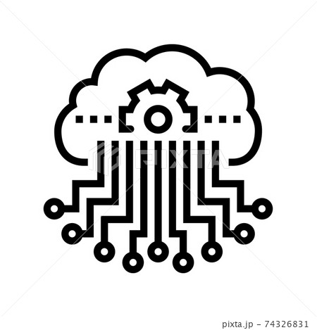 cloud storage and working process neural network line icon vector illustration cloud storage and working process neural network line icon vector illustration 74326831