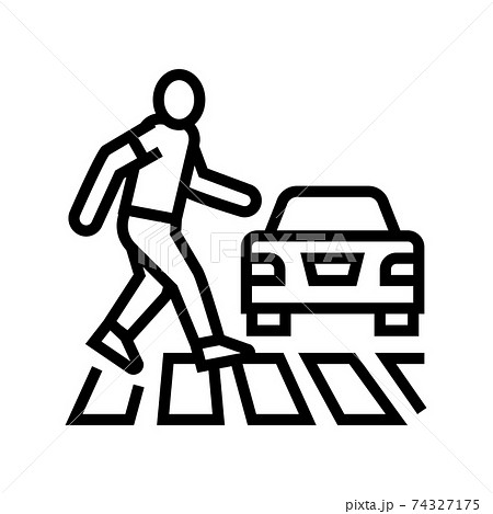 human crossing road on crosswalk line icon vector illustration 74327175