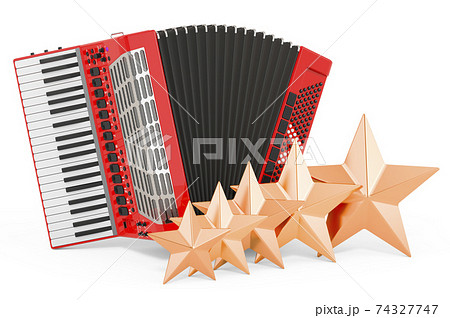 Customer rating of piano accordion. 3D rendering Customer rating of piano accordion. 3D rendering 74327747