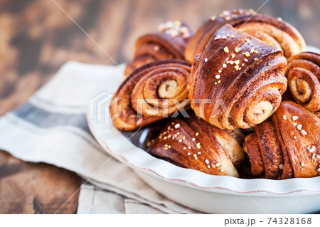 Homemade finnish cinnamon and cardamom rolls (buns) 74328168