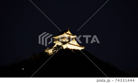 冬空の岐阜城の夜景 74331444