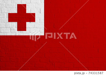 Flag of Tonga. Brick wall texture of the flag of Tonga Flag of Tonga. Brick wall texture of the flag of Tonga 74331587