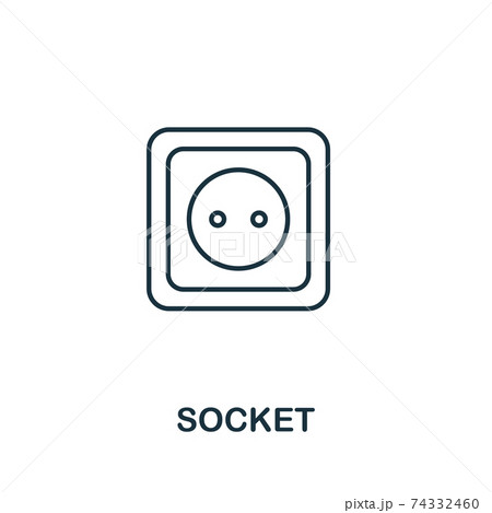Socket line icon. Thin style element from construction tools icons collection. Outline Socket icon for computer and mobile. Symbol, logo vector graphics 74332460