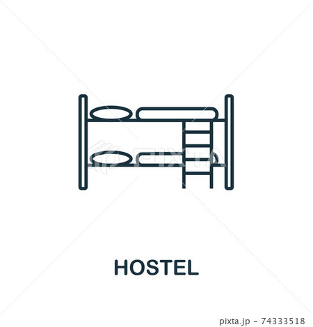 Hostel outline icon. Thin style design from city elements icons collection. Pixel perfect symbol of hostel icon. Web design, apps, software, print usage 74333518