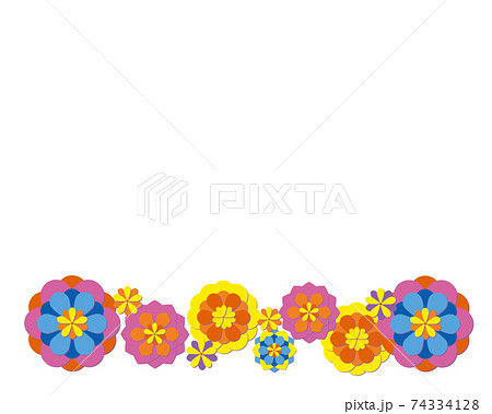 エスニックカラーの折り紙みたいな花の背景素材のイラスト素材