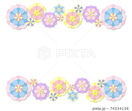 折り紙みたいな花のフレーム 上下 のイラスト素材