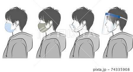 男性の横顔のイラスト ウイルスの感染対策 のイラスト素材