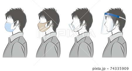 男性の横顔のイラスト ウイルスの感染対策 のイラスト素材