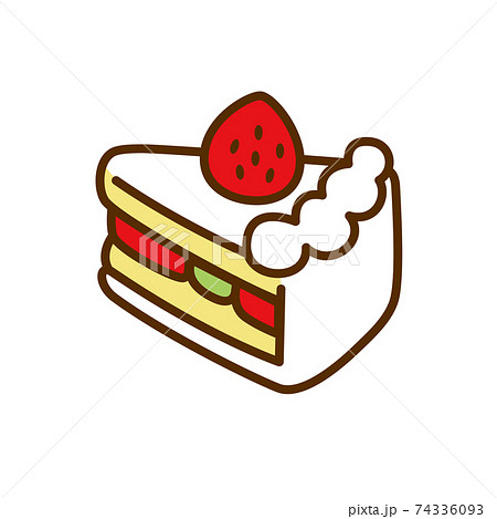かわいいイチゴショートケーキのイラストのイラスト素材