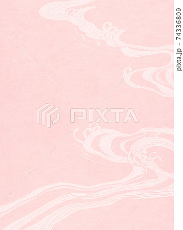 波をモチーフとしたピンク色の和風背景 複数のバリエーションがありますのイラスト素材