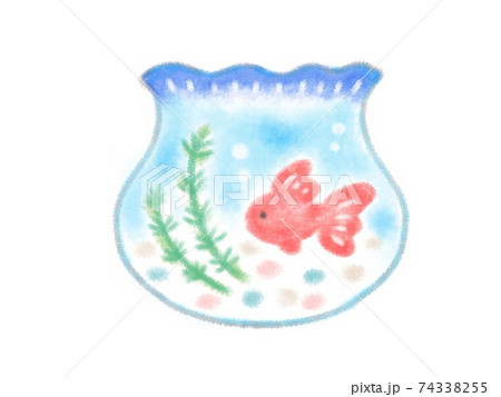 金魚鉢の手描きイラストのイラスト素材