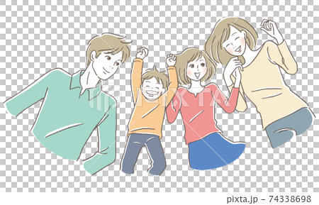 Family lying down with a smile Family lying down with a smile 74338698