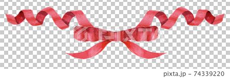 紅絲帶的水彩插圖 74339220