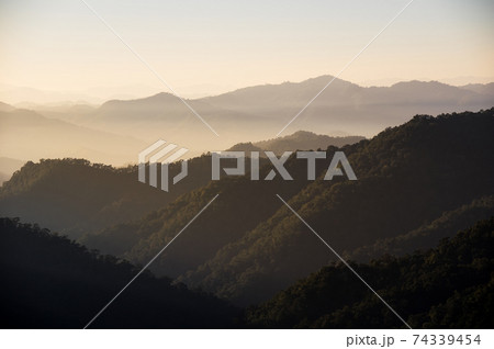 Mountain and sunrise. 74339454