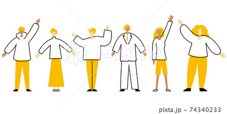 複数の男女が立ってこちらを向いているイラスト 複数の男女が立ってこちらを向いているイラスト 74340233
