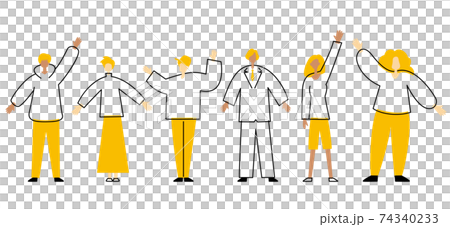 複数の男女が立ってこちらを向いているイラスト 複数の男女が立ってこちらを向いているイラスト 74340233