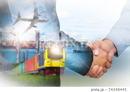 Double exposure of businessman 74340445