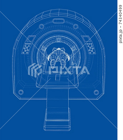 Female Patient Lying on a CT or MRI Scan. Vector Female Patient Lying on a CT or MRI Scan. Vector 74340499