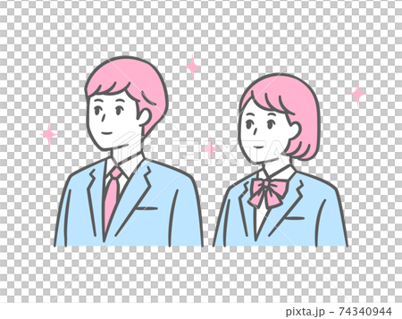 初中和高中男孩和女孩看西裝外套的插圖 初中和高中男孩和女孩看西裝外套的插圖 74340944