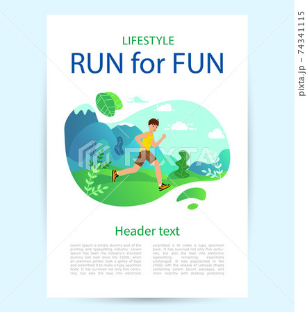 Vertical Poster Run to fun. Concept of a healthy lifestyle. 74341115