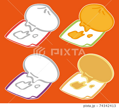 紙に中華まんが引っ付くセット（白フチあり） 74342413