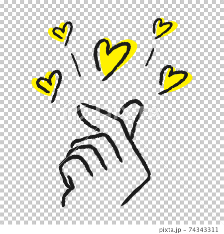 指でハート型を作っている人の手 線のみのイラスト のイラスト素材