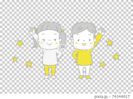 膽量大的孩子雙手叉腰擺姿勢 74344017