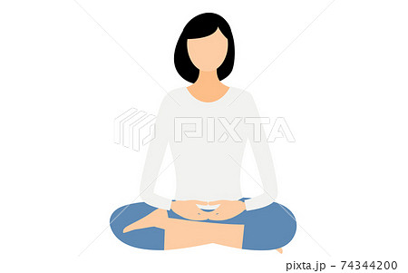 マインドフルネス、半跏附座で座禅を組む人 マインドフルネス、半跏附座で座禅を組む人 74344200