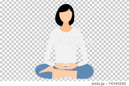 マインドフルネス、半跏附座で座禅を組む人 マインドフルネス、半跏附座で座禅を組む人 74344200