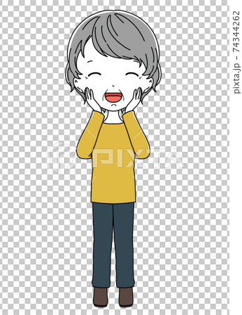 Full body illustration of smiling grandma 74344262