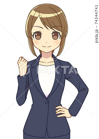 スーツの女性 ガッツポーズ スーツの女性 ガッツポーズ 74344741
