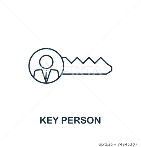 Key Person vector icon symbol in outline style. Creative sign from human resources icons collection. Thin line Key Person icon for computer and mobile 74345307